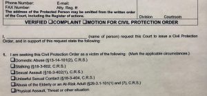 Colorado Springs Civil Harassment Restraining Order