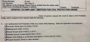 Colorado Springs protection order form